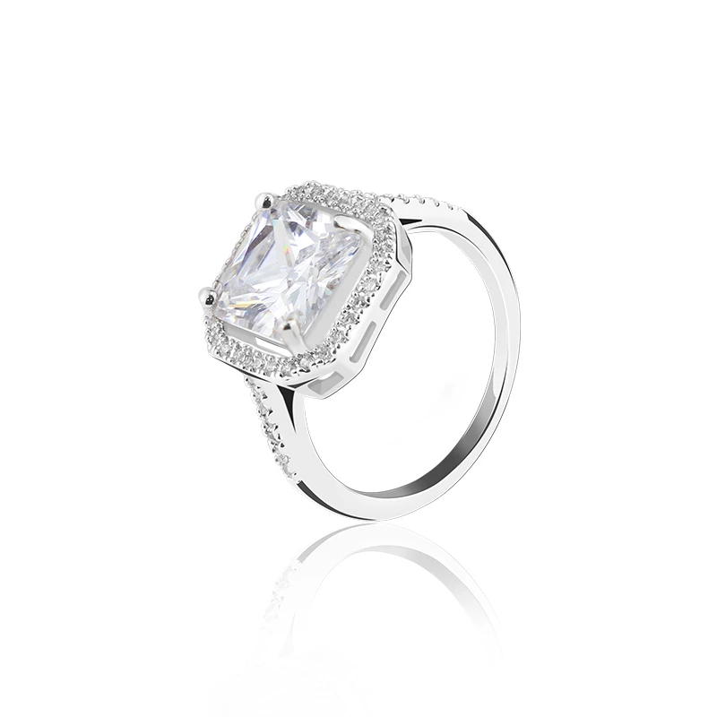 925 Sterling Silver Cubic Zirconia Square Engagement Ring 925 Sterling Silver Cubic Zirconia Square Engagement Ring