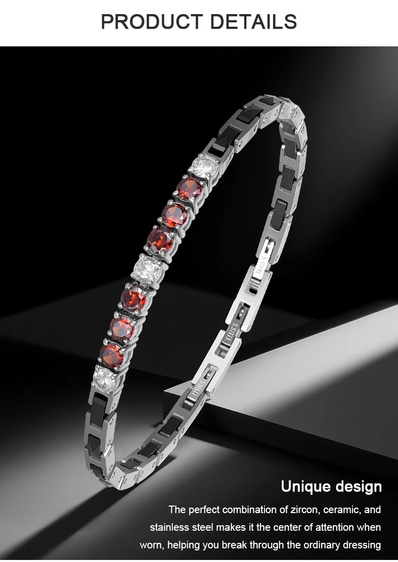 316L Stainless Steel Ceramic Link Tennis Zircon Bracelet detail 316L Stainless Steel Ceramic Link Tennis Zircon Bracelet detail