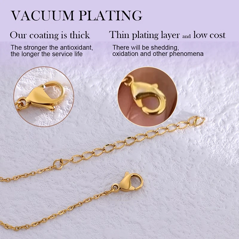 Stainless Steel Gold Disc Y Chain Pendant Necklace plating detail Stainless Steel Gold Disc Y Chain Pendant Necklace plating detail