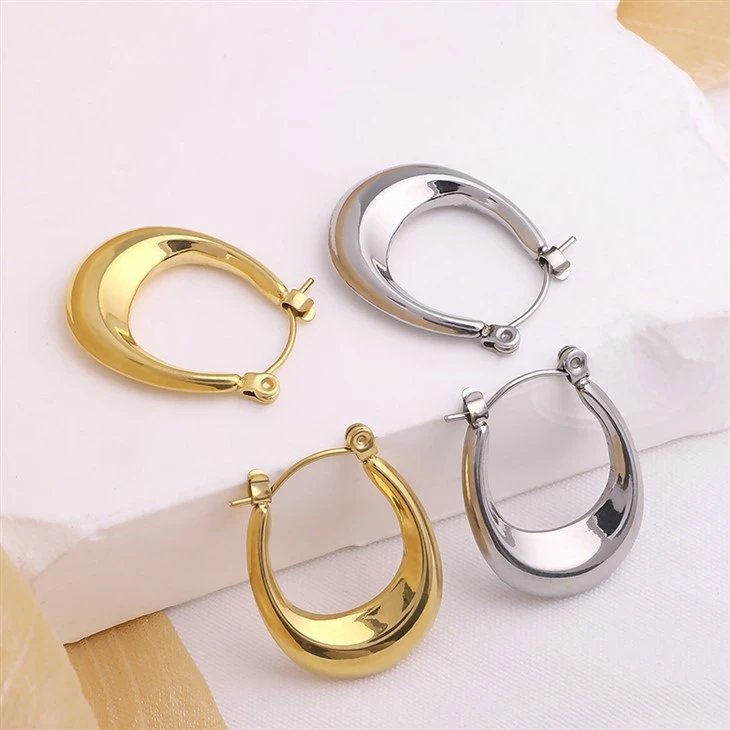 Stainless Steel PVD Polished Large Tapered Hoop Earrings Stainless Steel PVD Polished Large Tapered Hoop Earrings